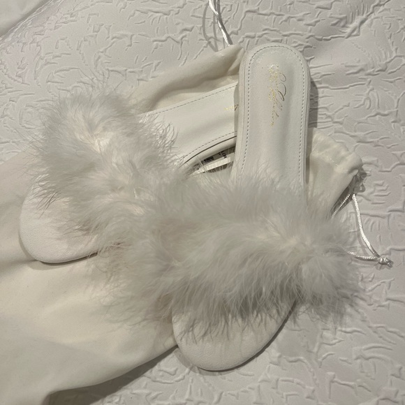 Rya Collection Feather Trimmed Slippers, Size XL - Picture 2 of 4